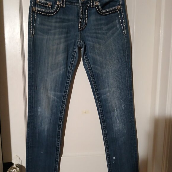 Miss Me Jeans – S 28 Skinny Distressed Jeans– Embellished Pockets - Picture 9 of 14